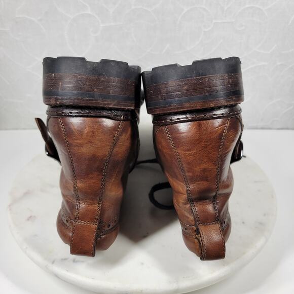 Frye George Norwegian Hiker Boots Mens 13 Brown Buckle Leather - Picture 16 of 16